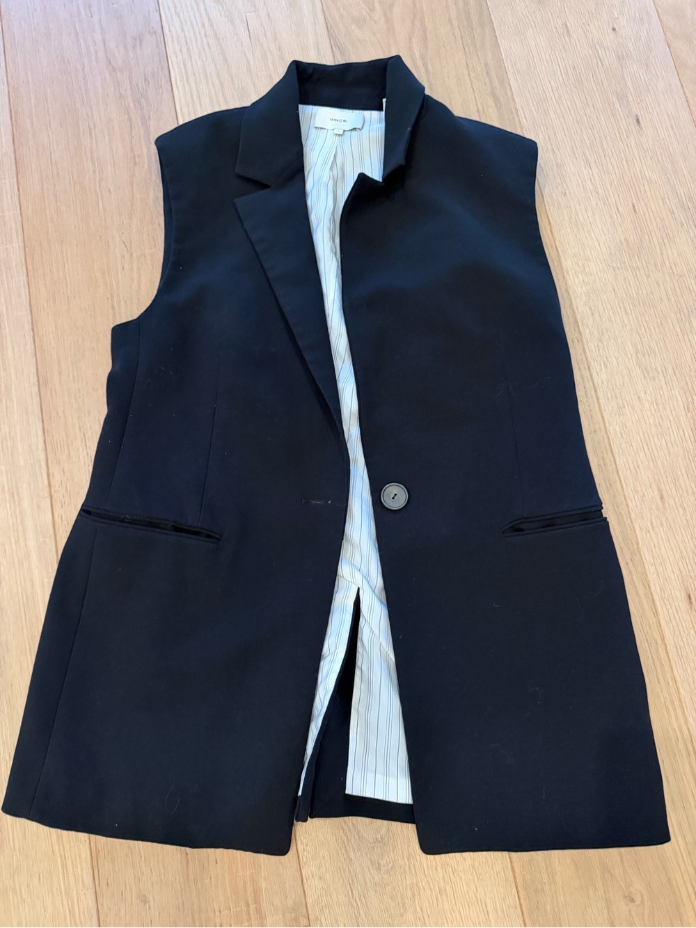 Vince Black Sleeveless Tailored Blazer Vest